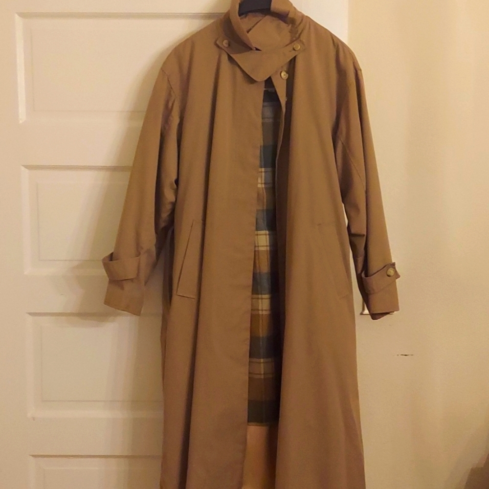 Evan Picone 161/2 women trench coat tan vintage